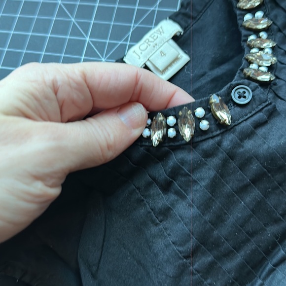 Jcrew Factory Jeweled Collar Black Tuxedo Shirt Small - Picture 3 of 4
